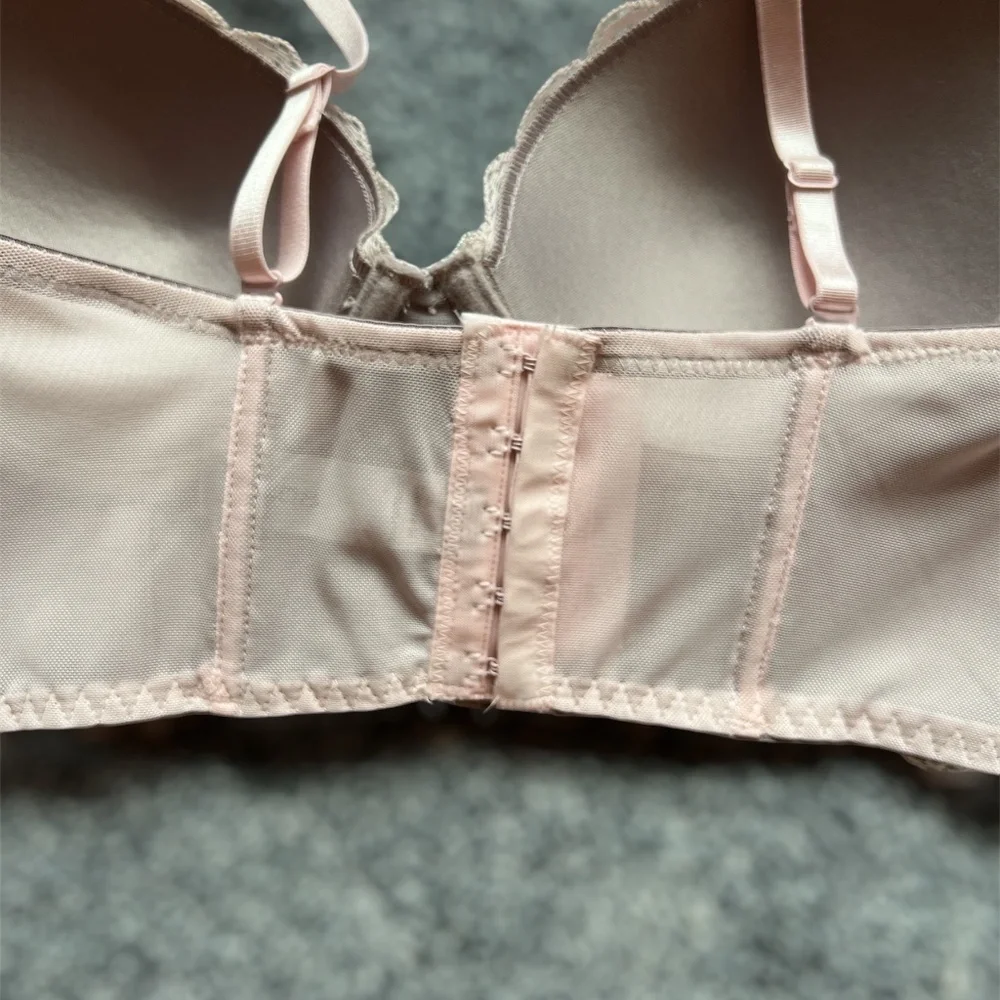 ***Final Drop*** NWT Sophie B Pink Lace over Gray Longline Bra 34C - Picture 9 of 13